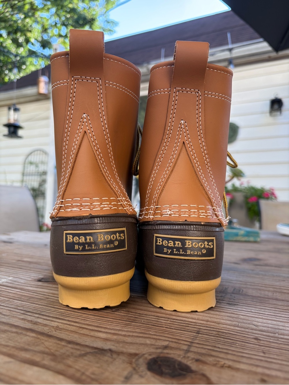 L.L.Bean Bean Boots Women’s 7 M 8” Maine Hunting Duck Boots Tan Brown Leather - Picture 4 of 7